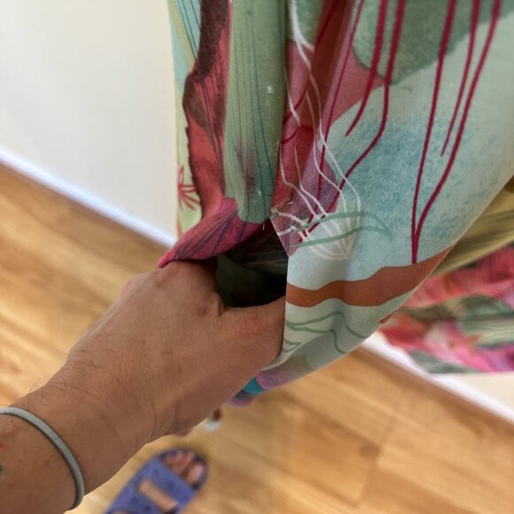 Womens MuMu Vibrant Floral Maxi Dress By Ulla Popken Size 28 Loungewear Zip Up - Picture 9 of 10